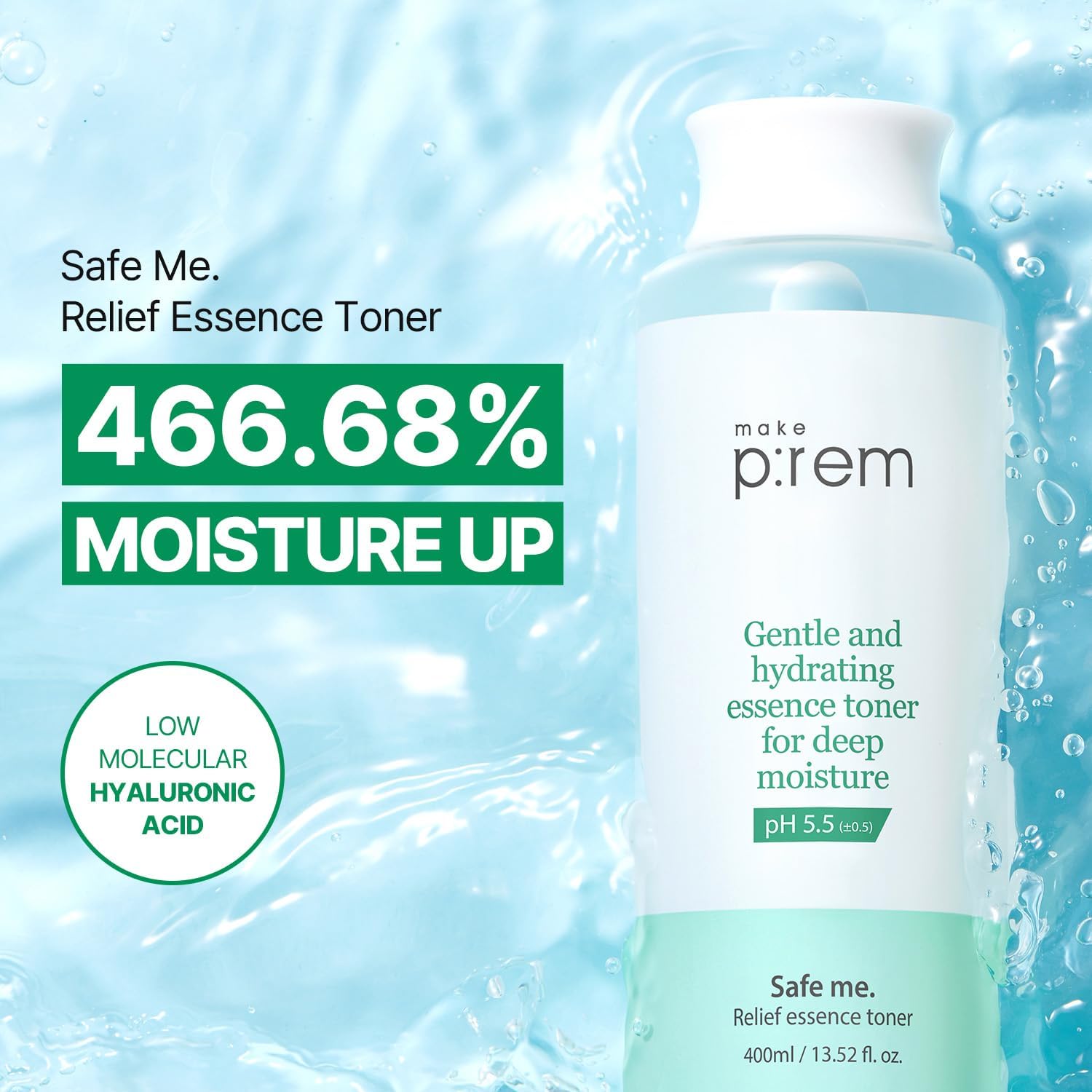 Makep:rem Safe me Relief essence toner 400ml