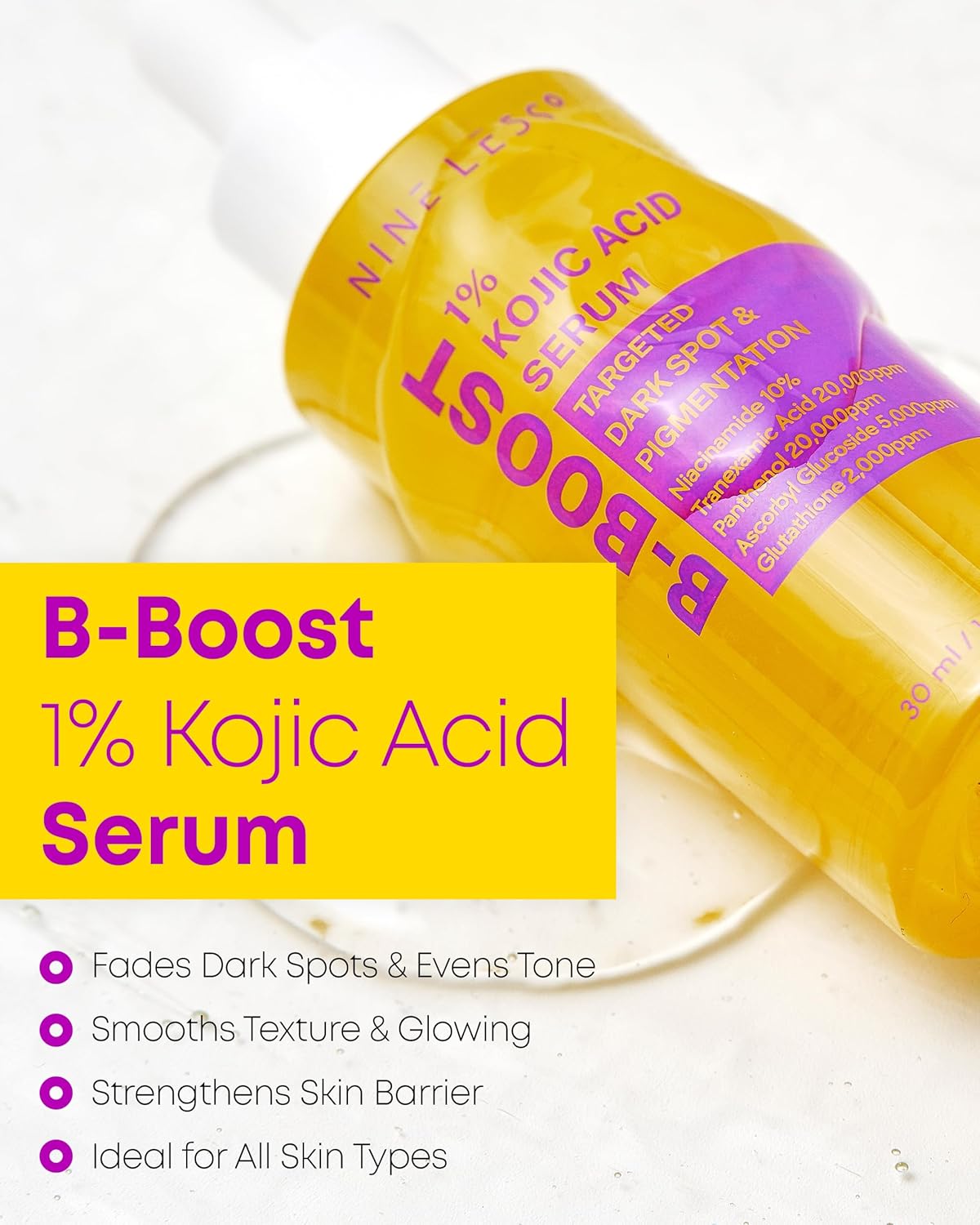 NINELESS B-Boost 1% Kojic Acid Serum 30ml – Seoul Glow Lab