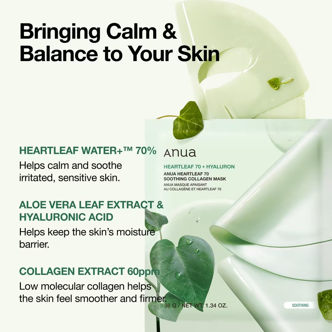 Anua Heartleaf 70 Soothing Collagen Mask 4pcs