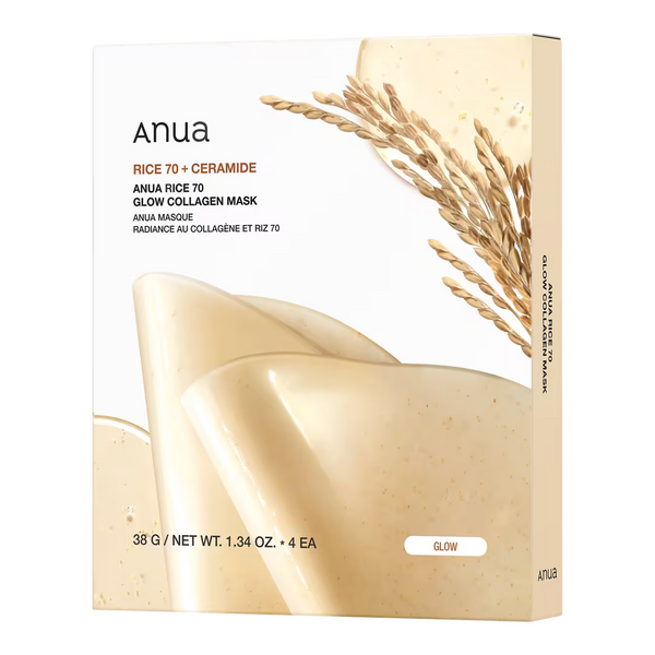 Anua Rice 70 Glow Collagen Mask 4pcs